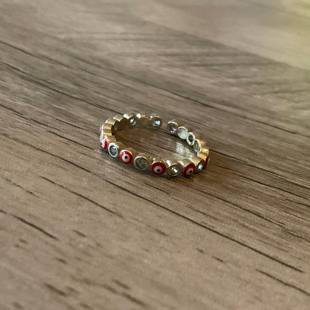 Sterling Silver Red Eye Stackable Ring
